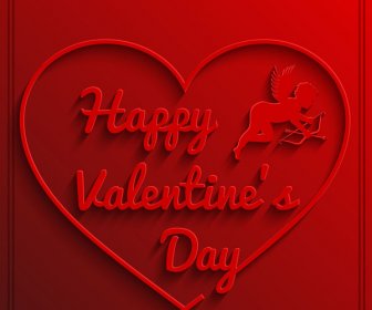 3d Red Heart Happy Valentine Day Background