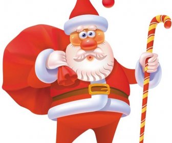 3d Santa Claus With Merry Christmas Gift Vector