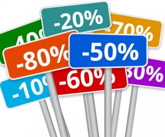 3d Selection Of Multicoloured Discount Signs