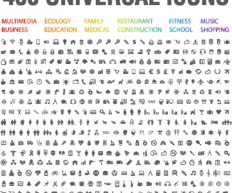 450 Art Universelle Symbole Vektor-Satz