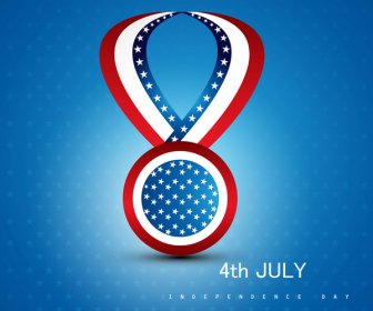 4th July Badge Ribbon Of American Independence Day