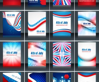 4th Of July American Independence Day Collection Card Set Celebration Template Brochure Presentation Vector