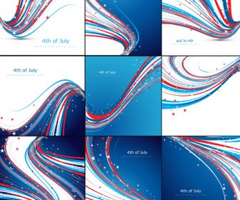 4th Of July American Independence Day Flag Creative Wire Celebration Collection Wave Design
