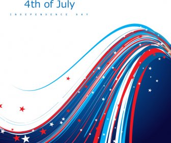 7 月のアメリカ独立記念日の第 4 回フラグ創造ワイヤーお祝い波デザイン