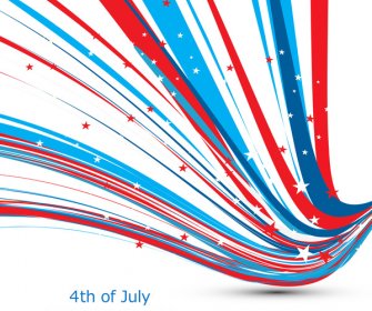 7 月のアメリカ独立記念日の第 4 回フラグ創造ワイヤーお祝い波デザイン