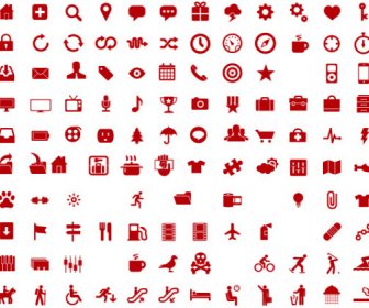 600 Kind Commonly Red Icons Vector