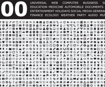 Conjunto De 800 ícones De Mídia Web Bem Pequena