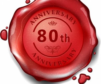 Selo De Cera Vermelha Do 80º Aniversário