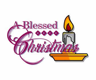 A Blessed Christmas Decorative Elements Calligraphic Texts Candle Sketch