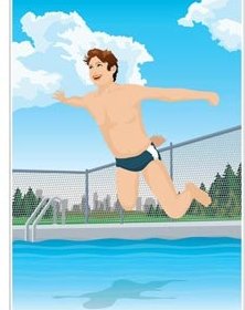 مولود سعيد القفز في حوض سباحة ناقلات فن الرسم التوضيحي