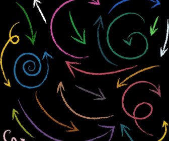 Abstract Background Colorful Handdrawn Curved Arrows Decoration