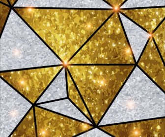 Abstract Background Glittering Golden Silver Polygonal Design