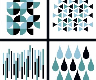 Abstract Background Sets Dark Blue Design Repeating Icons