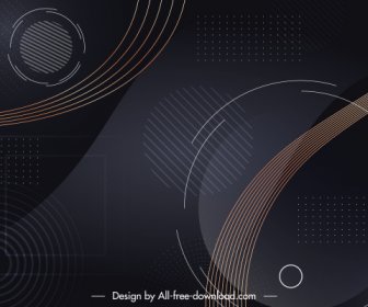 Abstrakte Hintergrundvorlage Kreise Kurven Skizzieren Dunkles Design
