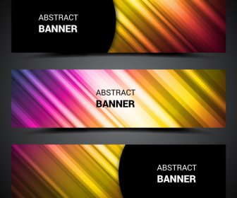 Banner Abstrak Set Pada Warna-warni Cerah Cahaya Latar Belakang