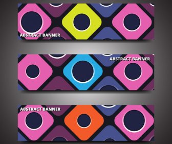 Abstract Banner With Variety Of Colorful Lozenge Background