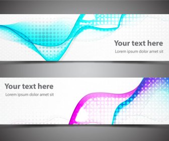 Abstract Banners Design Sets With Dazzling Bokeh Background