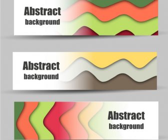 Abstract Banners Design With Colorful Curves Steps Background