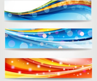 Abstract Banners With Colorful Bokeh Background