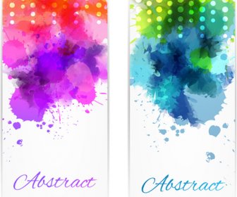 Abstract Banners With Watercolor Vector