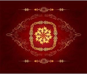 Abstract Beauitufl Red Card Antique Floral Art Design Title Template Vector
