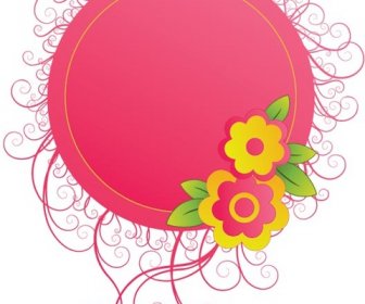 Abstract Beautiful Red Frame With Yellow Flower Vector