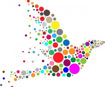 Ilustrasi Vektor Abstrak Burung Dengan Lingkaran Berwarna-warni
