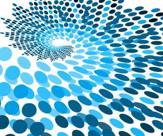 Abstract Blue Circle Colorful Dotted Swirl Wave Background Vector Illustration