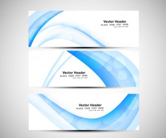 Abstract Blue Color Website Header Or Banner Set Vector