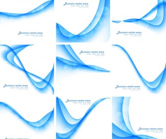 Abstract Blue Colorful Business Wave Vector Set
