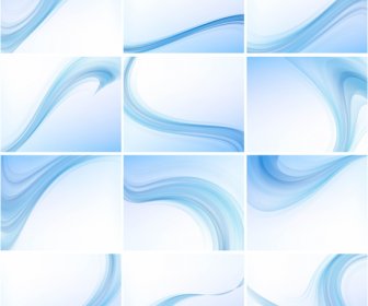 抽象的なブルーのカラフルなビジネス波ベクトル デザインを設定