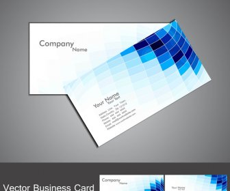 Abstract Blue Colorful Fantastic Mosaic Business Card Set Vector