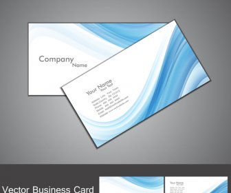 คลื่นยอดเยี่ยมมีสีสันสีฟ้าบทคัดย่อเวกเตอร์ชุดบัตรธุรกิจ
