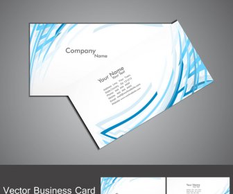 Abstract Blue Colorful Line Wave Business Card Set Vector