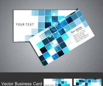 Abstract Blue Colorful Mosaic Business Card Set