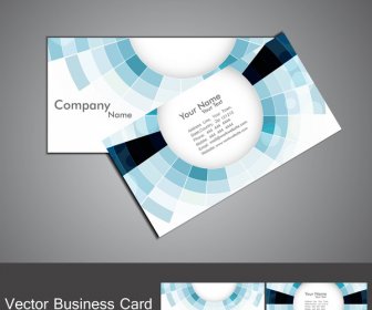 Abstract Blue Colorful Mosaic Circle Business Card Set Vector