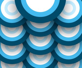 Pola Abstrak Warna-warni Biru Lingkaran Gelembung Latar Belakang Vektor
