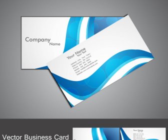 Set Di Business Card Onda Variopinta Blu Astratta