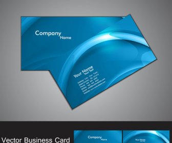 Abstract Blue Colorful Wave Business Card Set Design