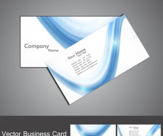 Abstract Blue Colorful Wave Business Card Set Vector