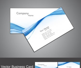 Abstract Blue Colorful Wave Business Card Set Vector Illustration
