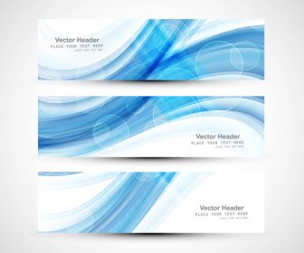 Abstract Blue Colorful Website Header Or Banner Set Vector