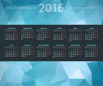 Plantilla De Calendario De Background16 De Polígono Azul Resumen