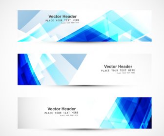 Abstract Blue Wave Three Header Set Whit Background Vector Design