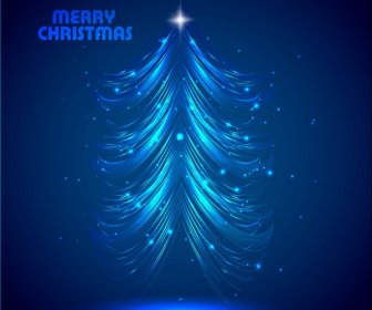 Abstract Bright Blue Shiny Christmas Tree Vector