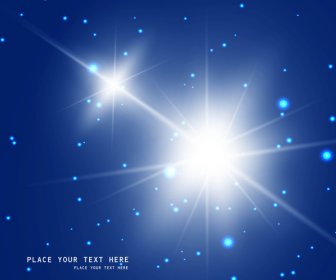 抽象的な明るい青色の光沢のある星背景ベクトル