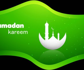 Brillante Colorido Verde Ramadán Kareem Vector Antecedentes
