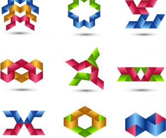Abstract Business Colorful Shiny Set Vector Icons