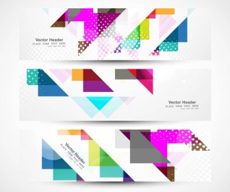 Abstract Business Three Colorful Mosaic Header Design Vector