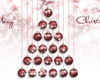 Abstract Christmas Fir With Balls On Blurred Background